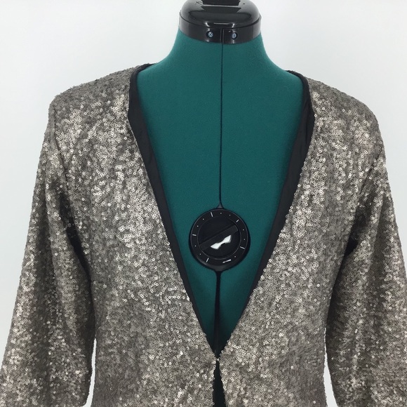 Soya Concept Gold Sequin 3/4 Sleeve Blazer, 38 - Picture 2 of 16